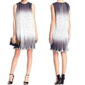 Julia Jordan Style Pleated Dress Size 4 White Black Fairy Hem